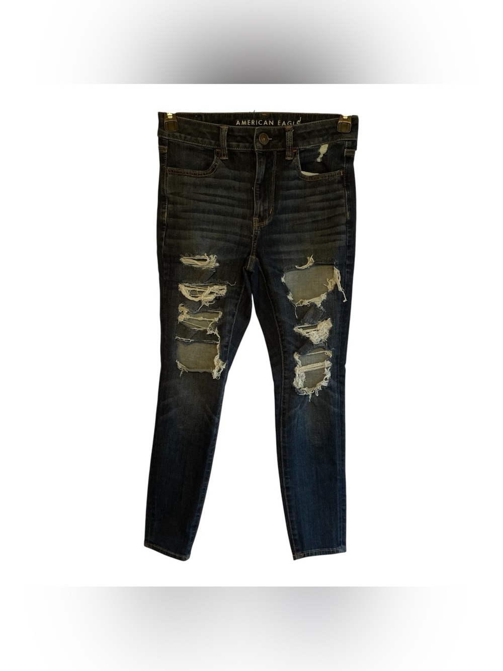 American Eagle Super Hi-Rise Jegging Women’s 6 Dark Wash Jeans Distressed